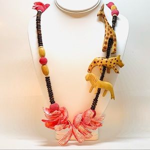 Large Vintage Pink Safari Necklace